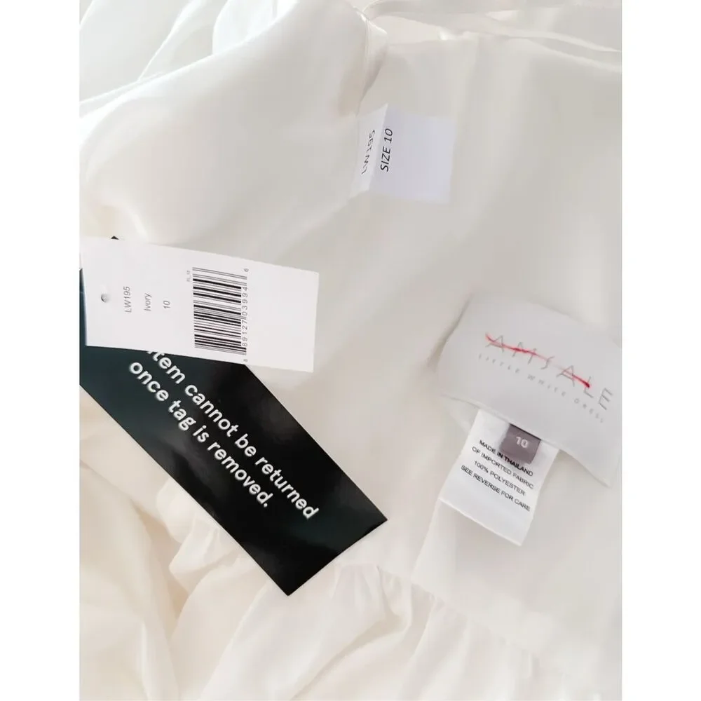 Amsale Mikado A-Line Midi-Dress in color Ivory Size 10